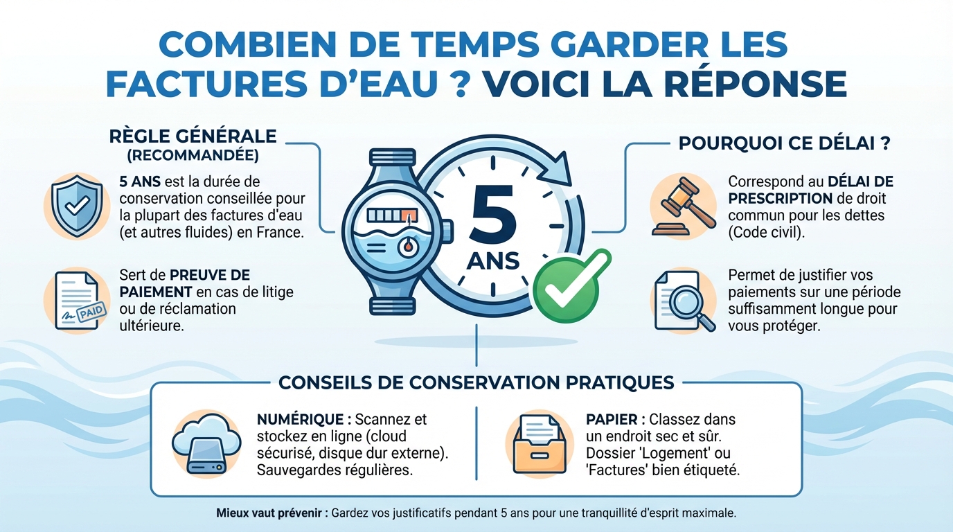 Durée de conservation des factures d'eau