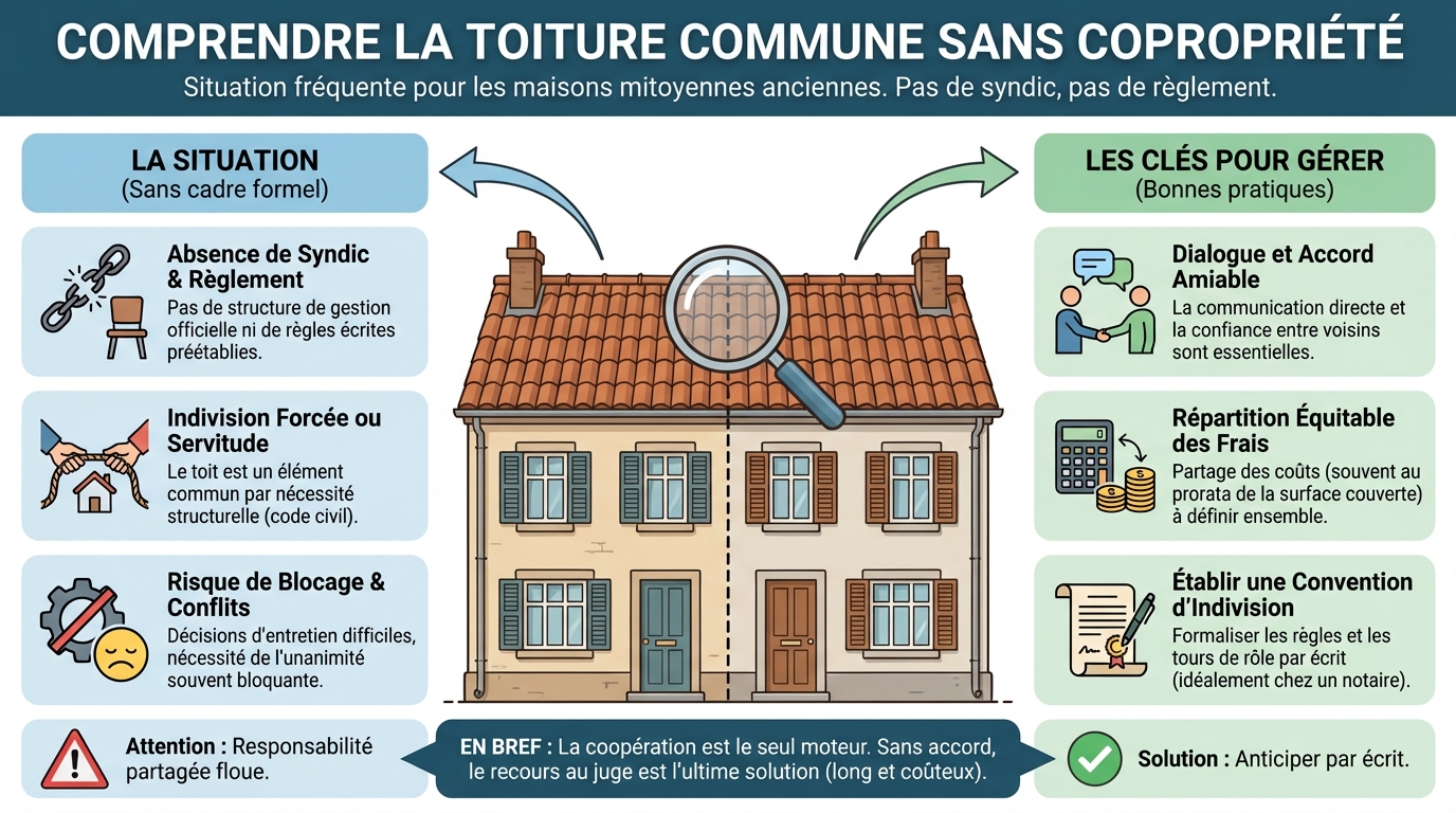 Comprendre la toiture commune sans copropriété 1 Gestion des frais et travaux