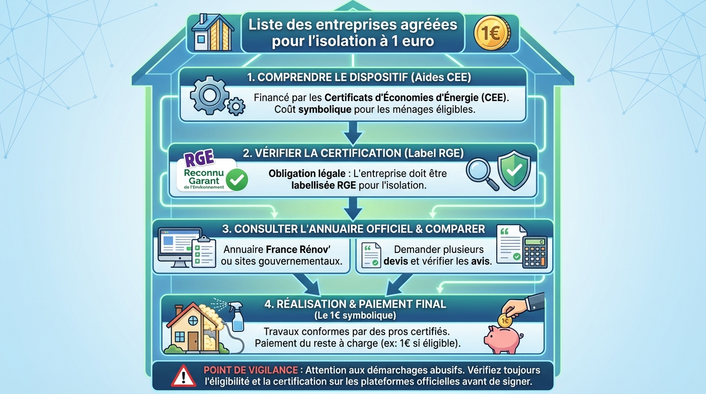 Liste des entreprises agréées pour l'isolation à 1 euro 1 Liste des entreprises agréées pour l'isolation à 1 euro