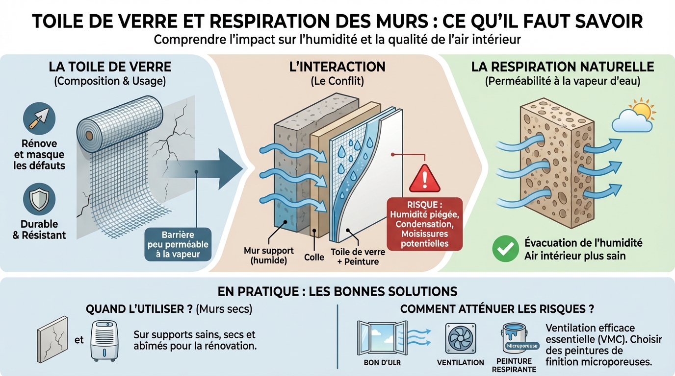 Toile de verre et respiration des murs : ce qu'il faut savoir 1 Avantages de la toile de verre