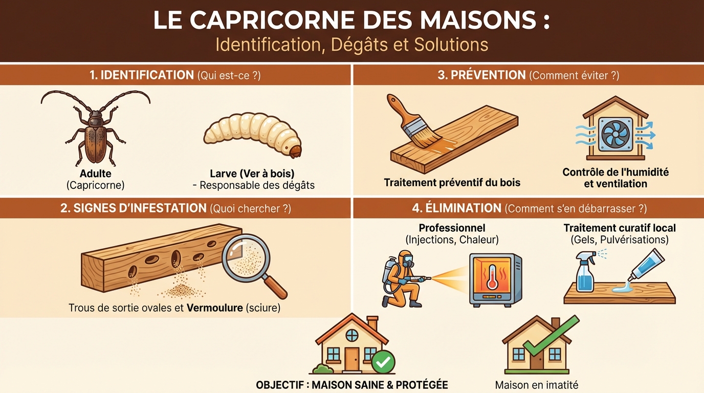 Tout savoir sur le capricorne bois et comment s'en débarrasser 1 Comment détecter la présence d'un capricorne ?