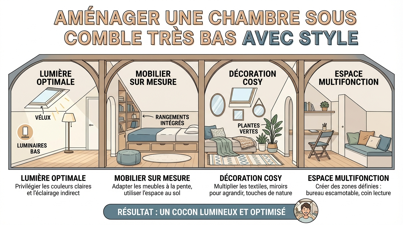 Aménager une chambre sous comble très bas avec style 1 Idées de décoration