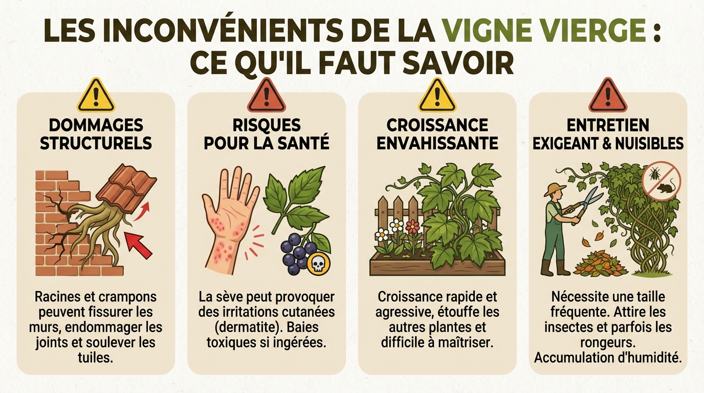 Les inconvénients majeurs de la vigne vierge