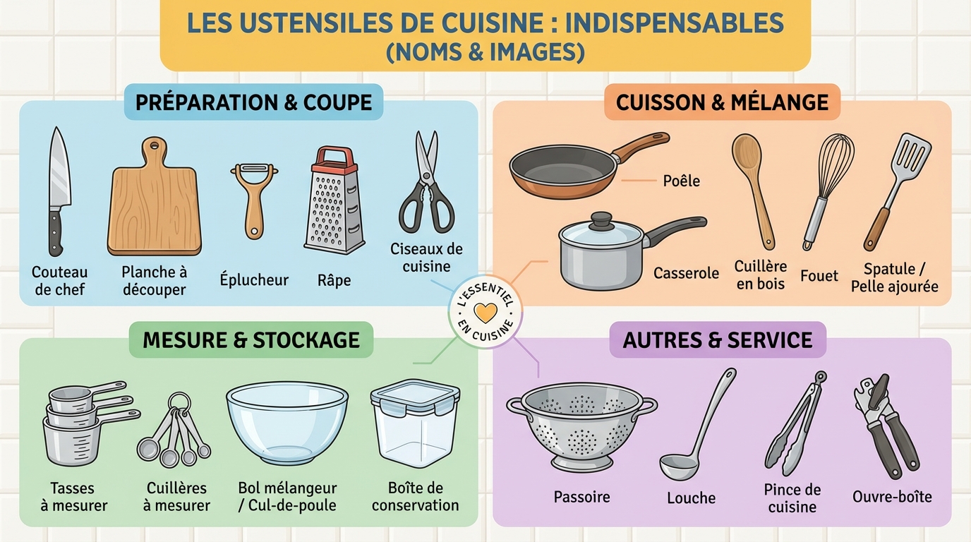 Les ustensiles de cuisine : noms et images indispensables 23 Importance des ustensiles en cuisine