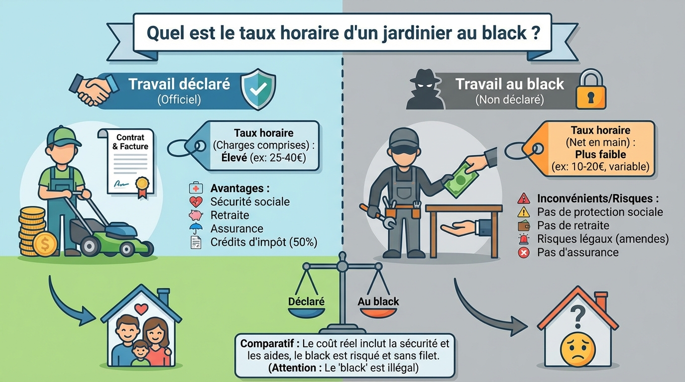 Les tarifs moyens des jardiniers au black