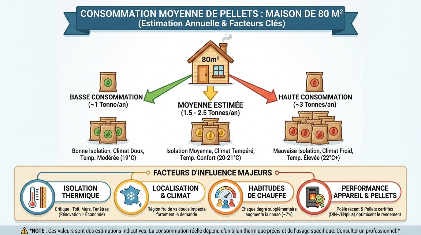 Estimation de la consommation pour une maison de 80 m2
