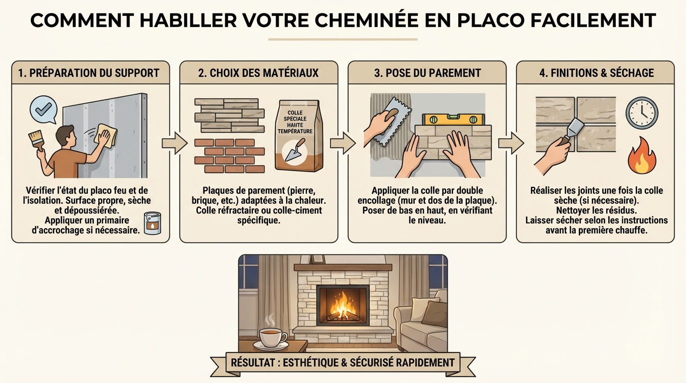 Étapes pour habiller votre cheminée en placo