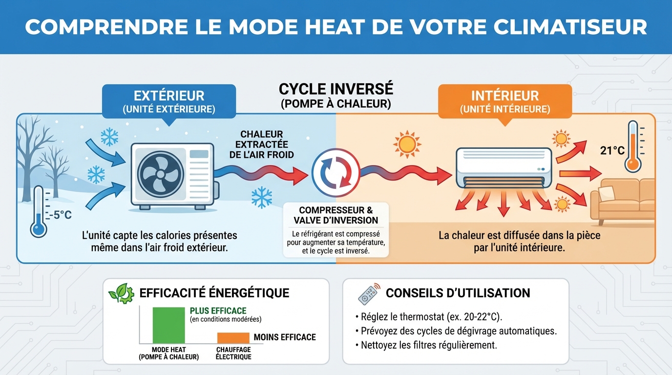 Comprendre le mode heat de votre climatiseur 1 Avantages du mode heat