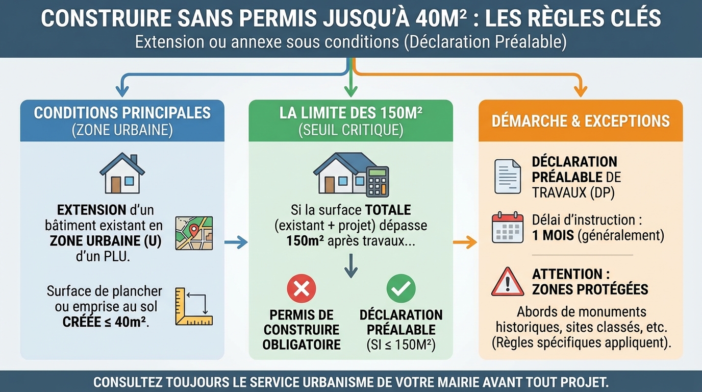 Conditions pour construire jusqu'à 40m2 sans permis