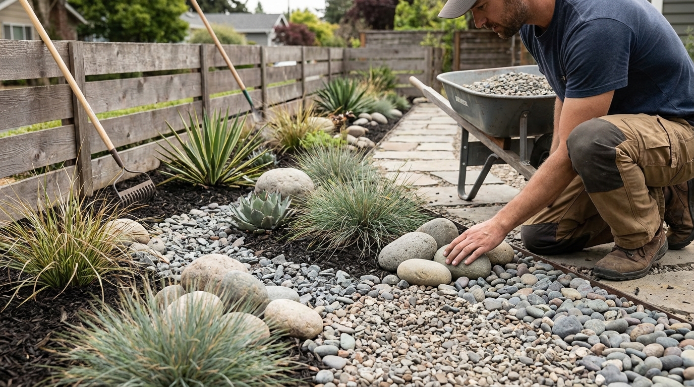 Créer un parterre avec cailloux moderne sans entretien