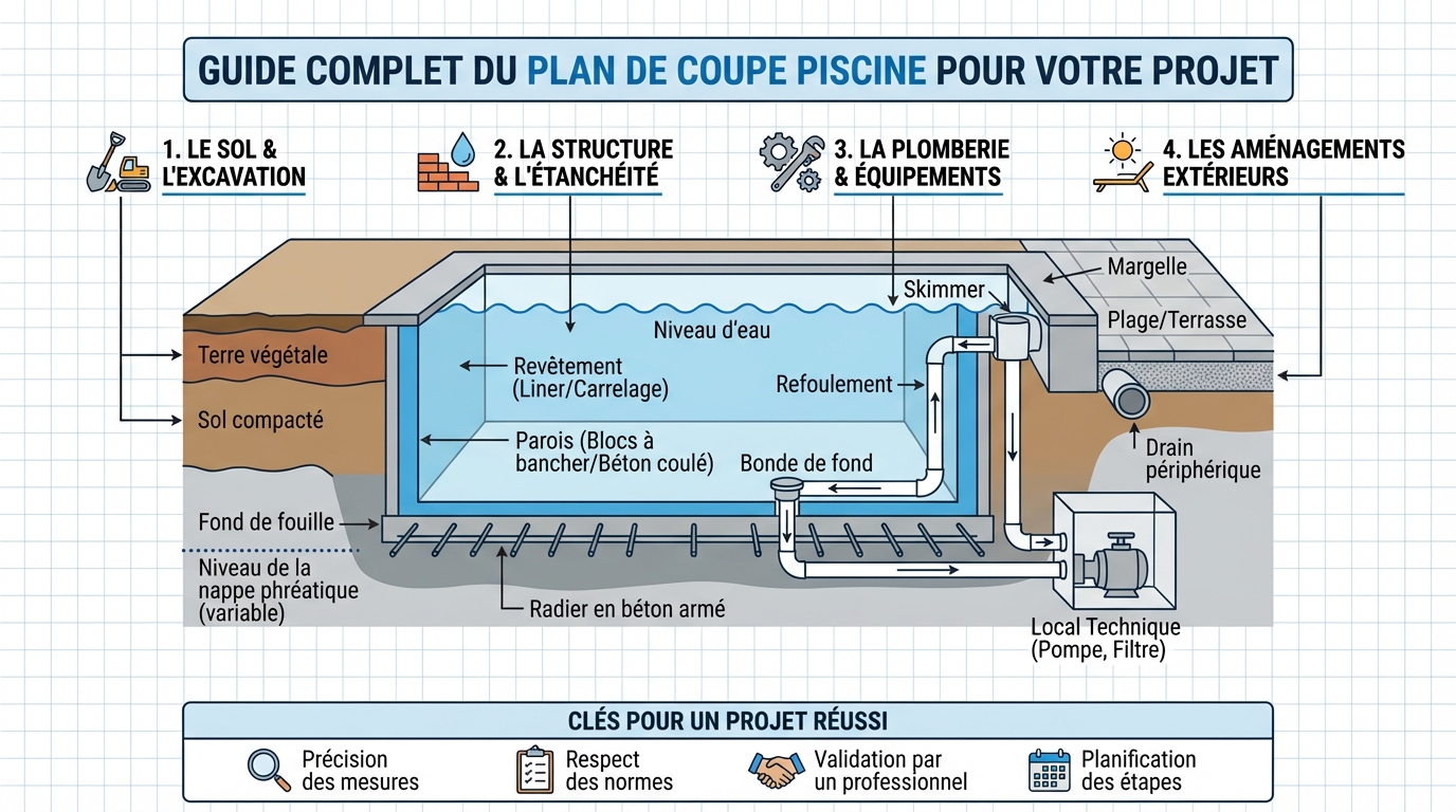Guide complet du plan de coupe piscine pour votre projet 1 Exemples de plans de coupe piscine