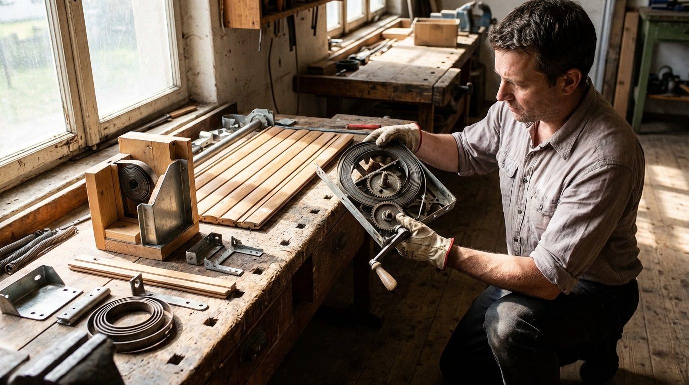 Mécanisme de volet roulant manuel : schéma explicatif