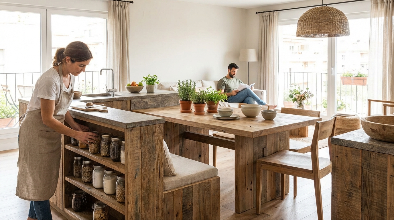 Optimisez votre cuisine ouverte sur salon de 20m2